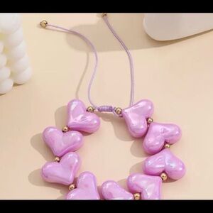 Pink Heart Beaded Necklace